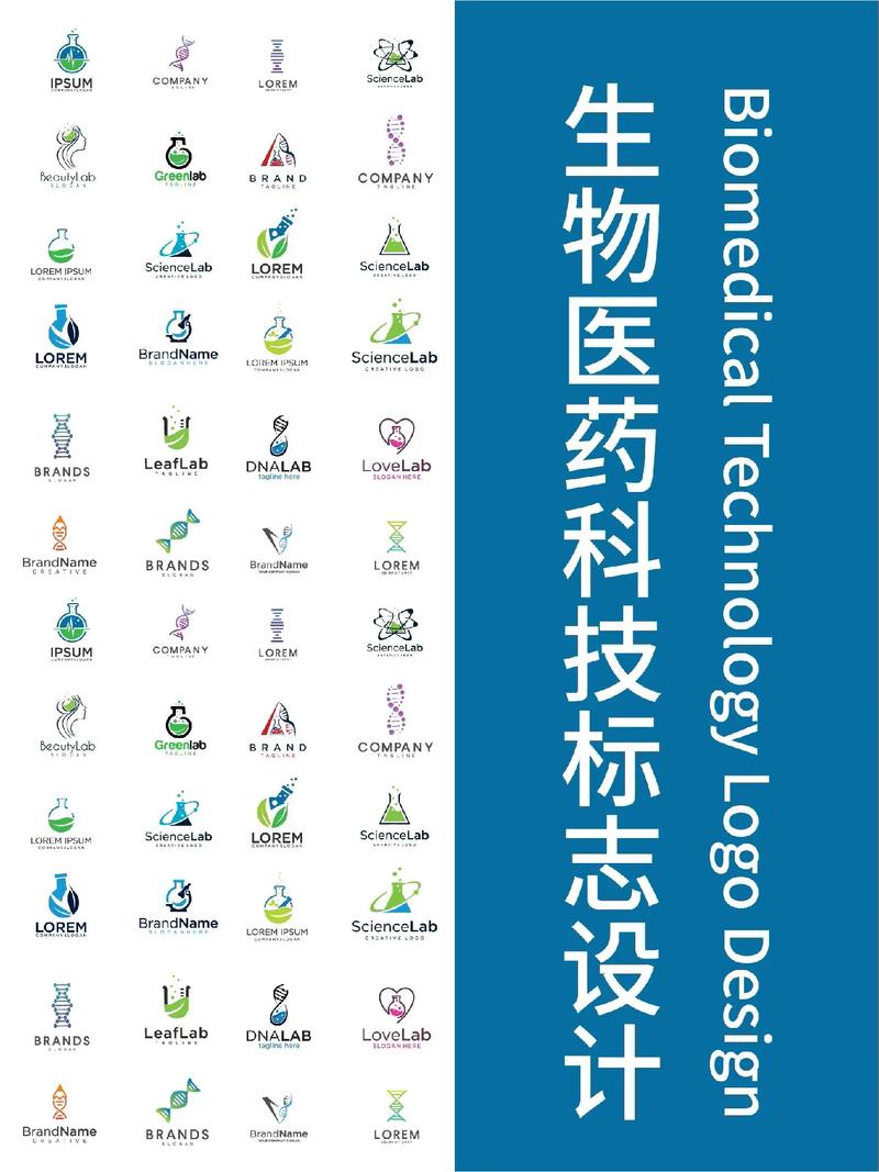 生物医药科技与化学实验室标志设计集合 融合创新与安全的视觉语言